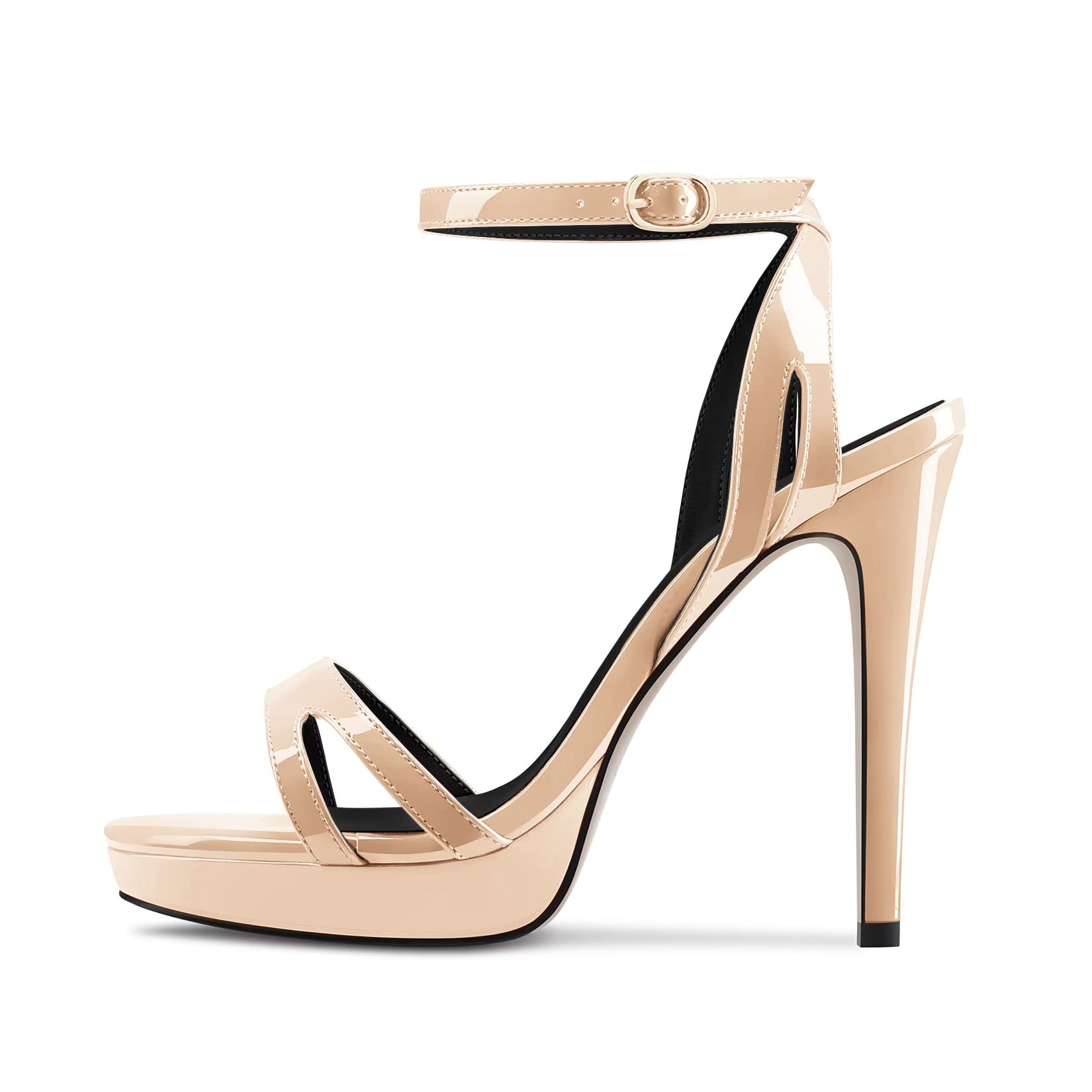 Castamere Donna Spillo Alto High Piattaforma Tacco Heel Aperte sulla Punta Cinturino alla Caviglia Sandali da Matrimonio Ballo 12 CM Heels