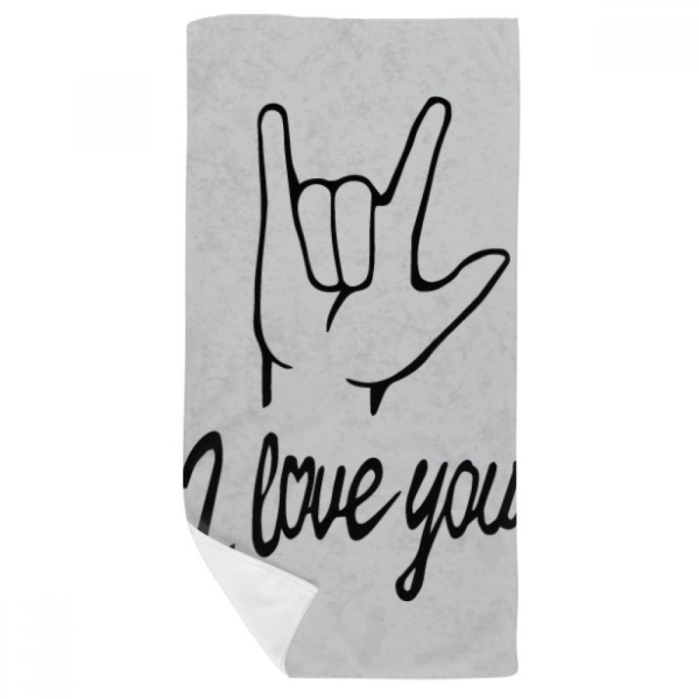 Serviette de bain personnalisé Noir I Love You en textile doux de qualité