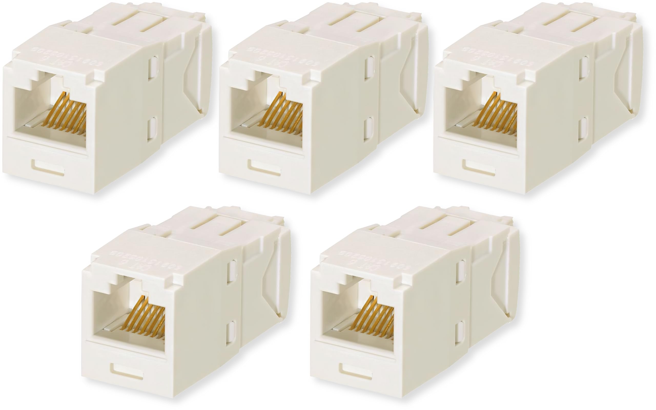 CJ688TGIW Lot de 5 modules jack Mini-Com UTP catégorie 6 TX6 Plus, style TG, sans outil, module réseau Ethernet RJ45 haute performance, câblage T568A/T568B