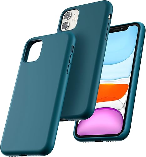 Vista 408 de TOCOL - Funda 5 en 1 para iPhone 11, con 2 protectores de pantalla + 2 protectores de lente de cámara, funda delgada de silicona líquida a prueba
