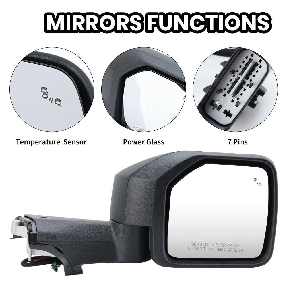 Conjunto De Espejo Retrovisor Para Coche, 7/9 Pines, Para Ford Bronco 2021-2025, Punto Ciego Plegable Manual Texturizado, Color Negro Piezas Repuesto(Right)