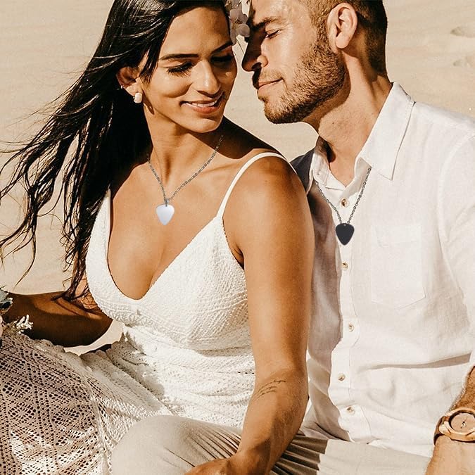 Guitar Pick Necklace, 2 Pcs Matching Picks Necklace for Men Women Stainless Steel Guitar Pick Pendant with Gift Bag Perfect for Girlfriend Boyfriend - Image 5