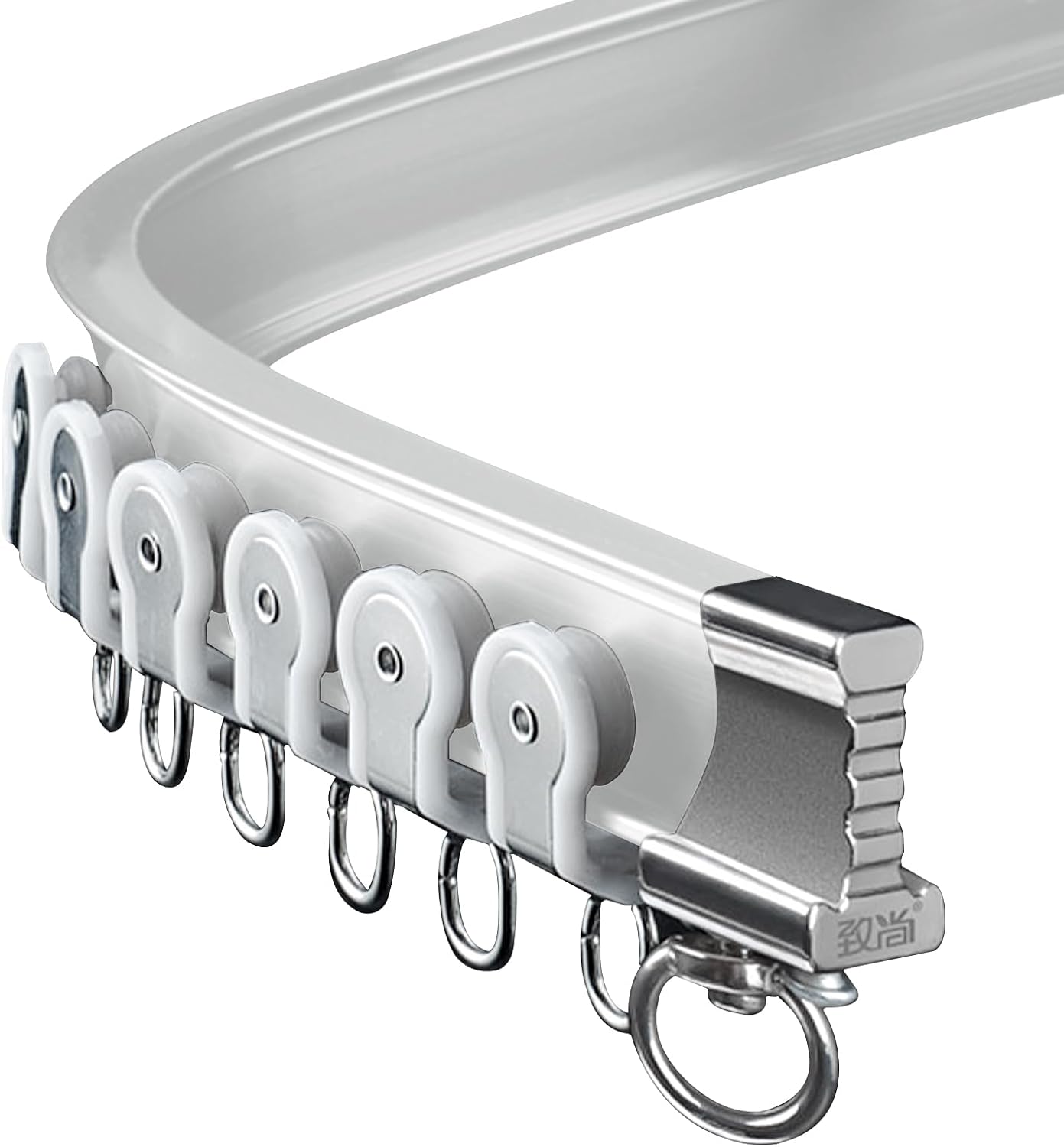 ZSTARR Heavy Duty Curved Track Aluminum Alloy Silence Curtain Track Wall Ceiling Mounted Curtains Rail Flexible Bendable L Shape U Shape Bay Shower Curtain Rods Custom Size