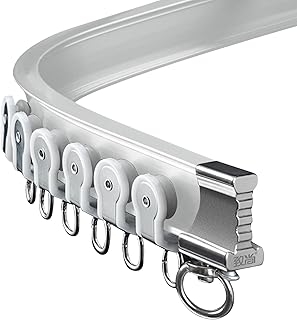 ZSTARR Heavy Duty Curved Track Aluminum Alloy Silence Curtain Track Wall Ceiling Mounted Curtains Rail Flexible Bendable L Shape U Shape Bay Shower Curtain Rods Custom Size