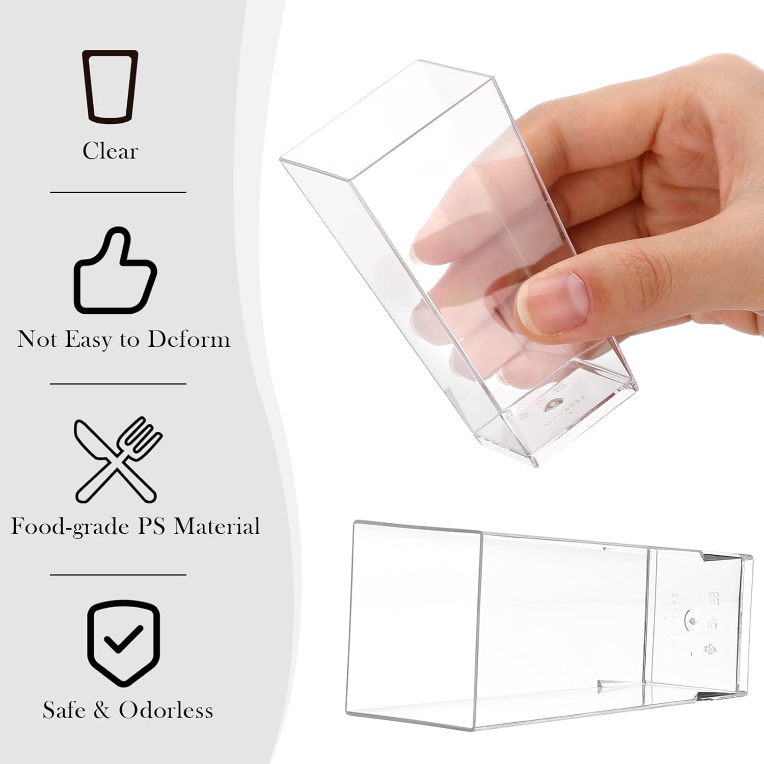 Uiifan 500 Pack 3 oz Mini Dessert Cups Square Tall Clear Plastic Parfait Cups Cheesecake Shooter for Desserts, Appetizers, Mousse Chocolate Dessert