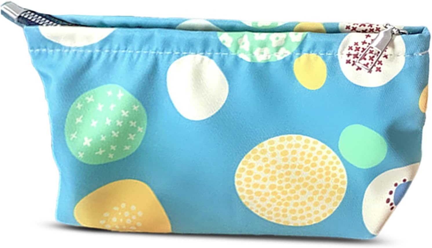 Small Cute Snacks Makeup Bag Purse Pouch, Accessory Organizer for Women Girls,Metal Zipper, Medium Sized, Lake Blue-Green classic water blue donuts MEDIUM