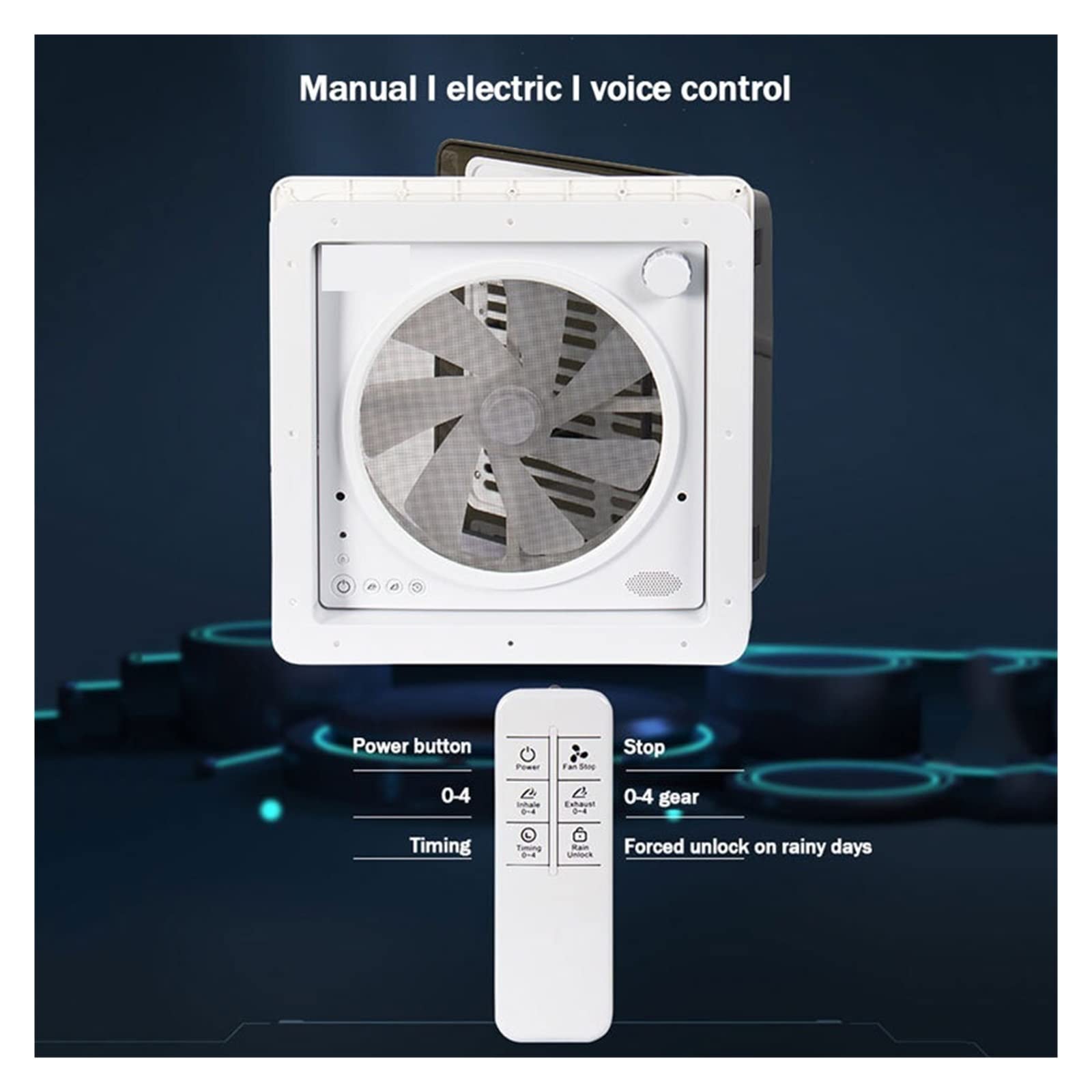 Extractor de aire, Ventilador De Ventilación Techo RV LED Camper Caravana Ventana Coche A Prueba Lluvia A Insectos E Impermeable Extractor Baño Para baño y cocina