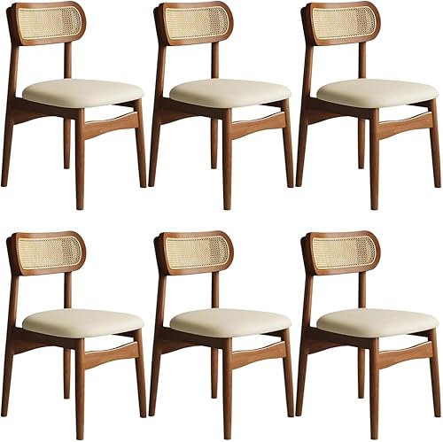 Miniatura 27 de YVYKFZD Sillas de comedor de madera maciza, juego de sillas de cocina sin brazos, silla de comedor con respaldo de ratán, silla lateral cómoda