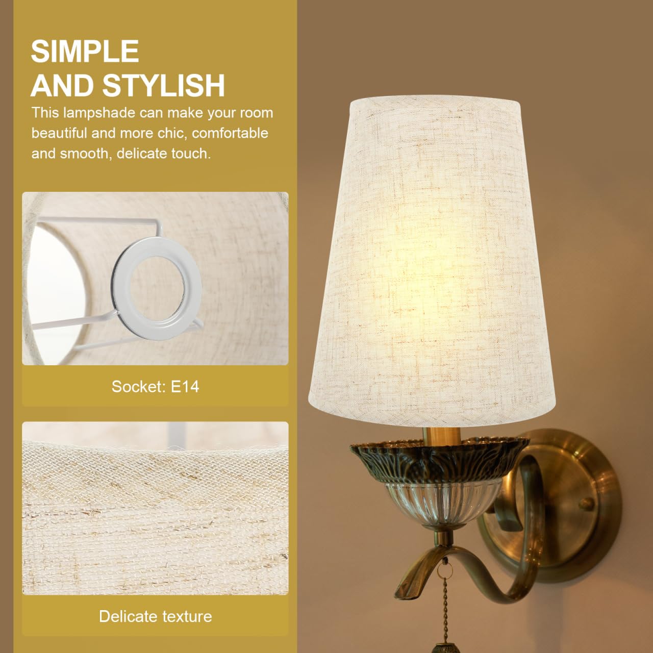 ABOOFAN Abat-jour En Lin Pour Lampe De Table Ampoule E14 Abat-jour Décoratif Pour Salon