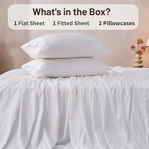 Miniatura 5 de MEISHANG - Juego de sábanas de algodón con bolsillo extraprofundo tamaño King - 100% algodón egipcio con recuento de hilos 1000 - Se adapta a