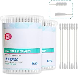 400pcs Organic Cotton Swabs for Infant Baby/kid/Adult, Round&Spiral Head Qtip for Baby Ear Nose Clean, 100% Cotton Double Tipped Paper Sticks Multipurpose Cotton Buds