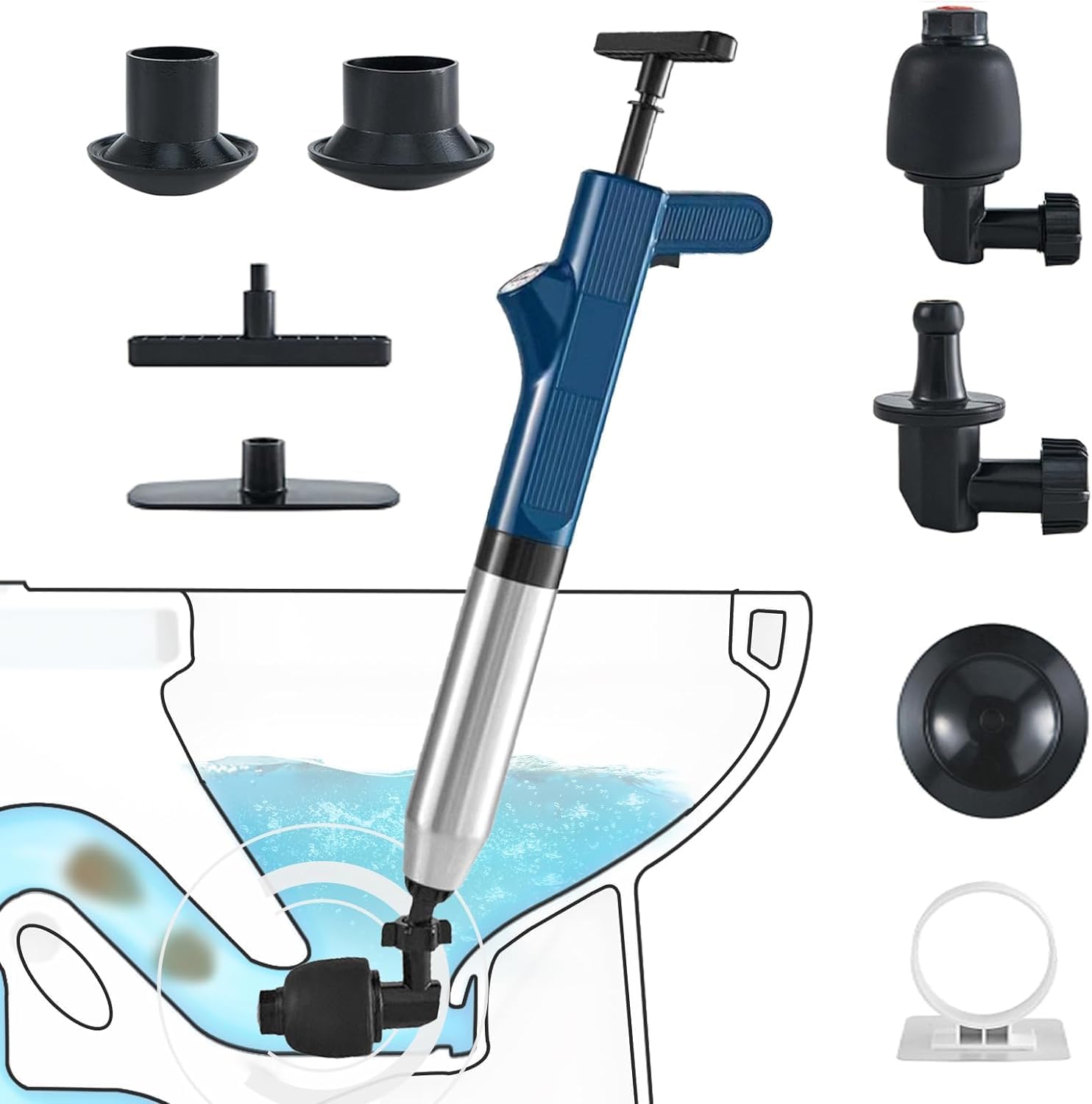 9PC Stainless Steel High Pressure Air Drain Plumb Plunger, Air Plunger