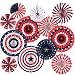 PBPBOX Patriotic Hanging Paper Fan Decorations American Flag Red White Blue Design Decorations for Party, Pack of 6