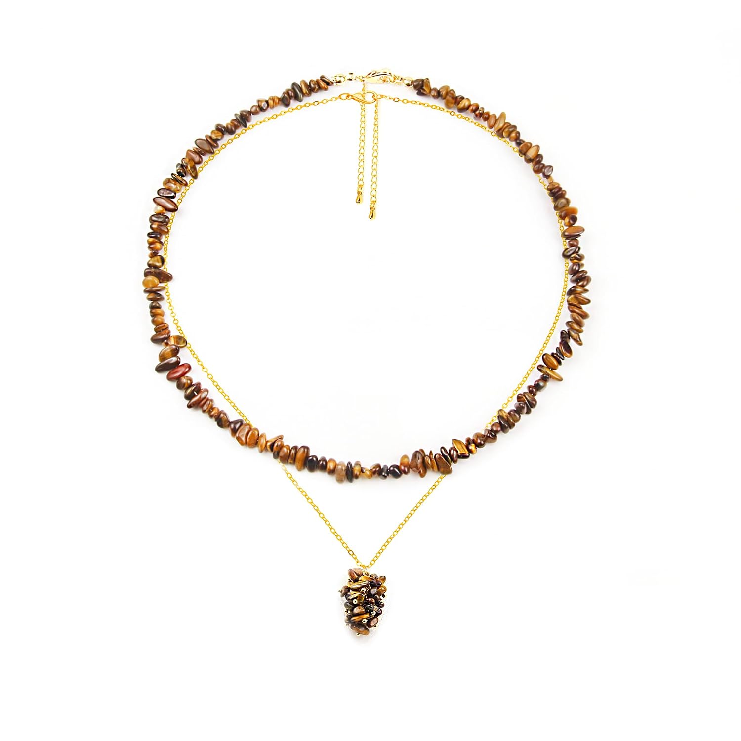 2Pcs Crystal Necklace for Women Handmade Choker Necklaces Pendant Necklace Natural Stone Gemstone Beaded Necklace 18k Gold Plated Adjustable Dainty Necklace for Women - Image 7