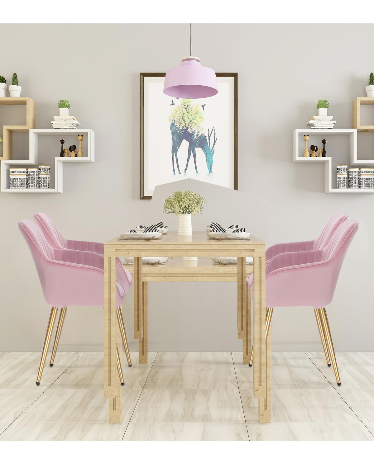 Lestarain 2 X Sedia Poltroncina da Sala Pranzo, Sedie Moderne da Cucina con Schienale e Braccioli, in Velluto, per Camera da Letto Soggiorno, Gambe Metalliche d'Oro Rosa