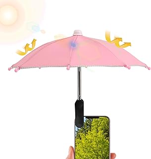 Paraguas para teléfono móvil – Clip extraíble Anti-UV para teléfono con protección solar, protección antireflejo ajustable en ángulo para vídeo, camping y actividades al aire libre