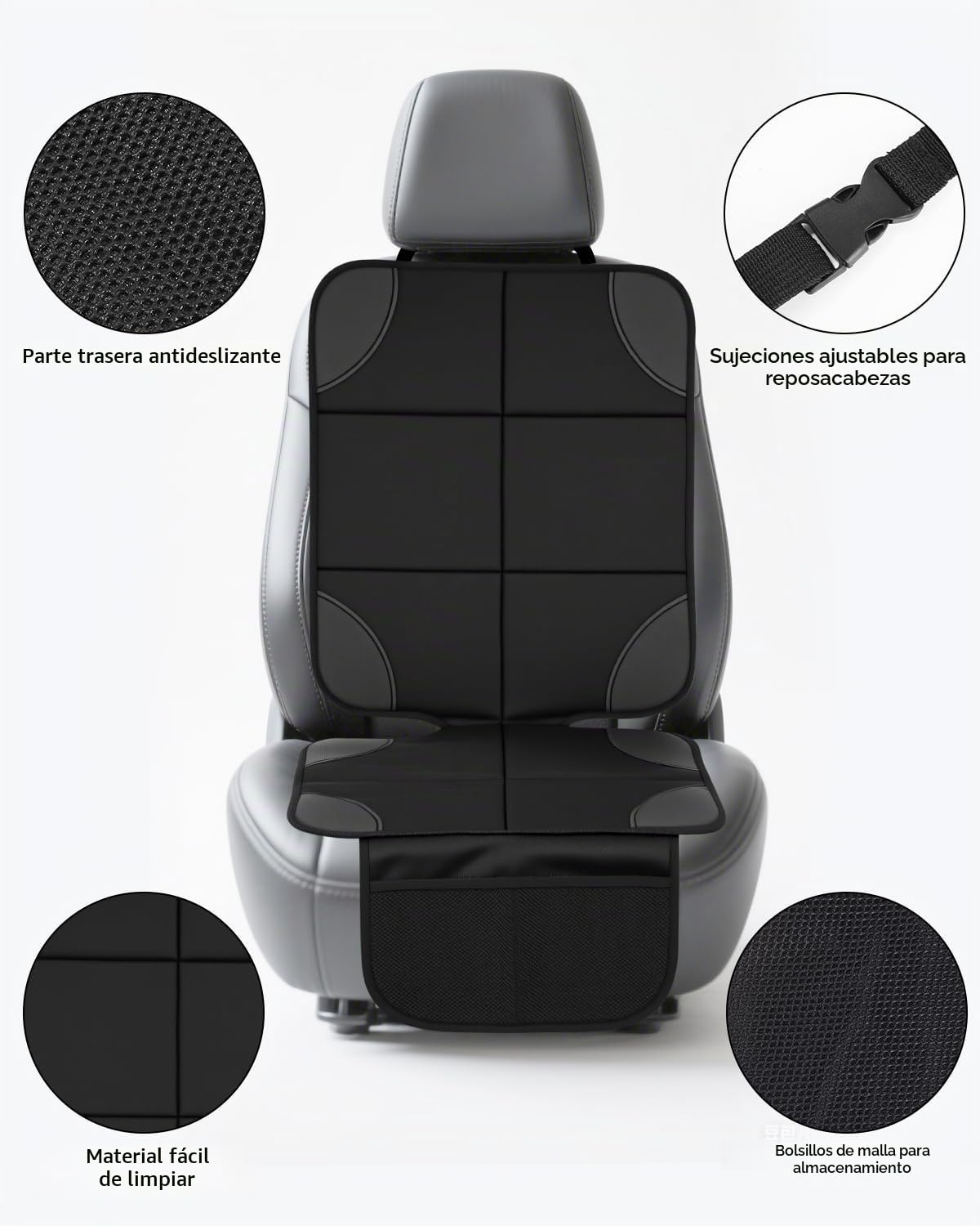 2 Piezas Protector Asiento Coche Silla Bebe, Protector Asiento Coche, Impermeable y Antideslizante con 2 Bolsillos, Funda Segura para el Asiento Infantil Apta para Todoterrenos, Coches