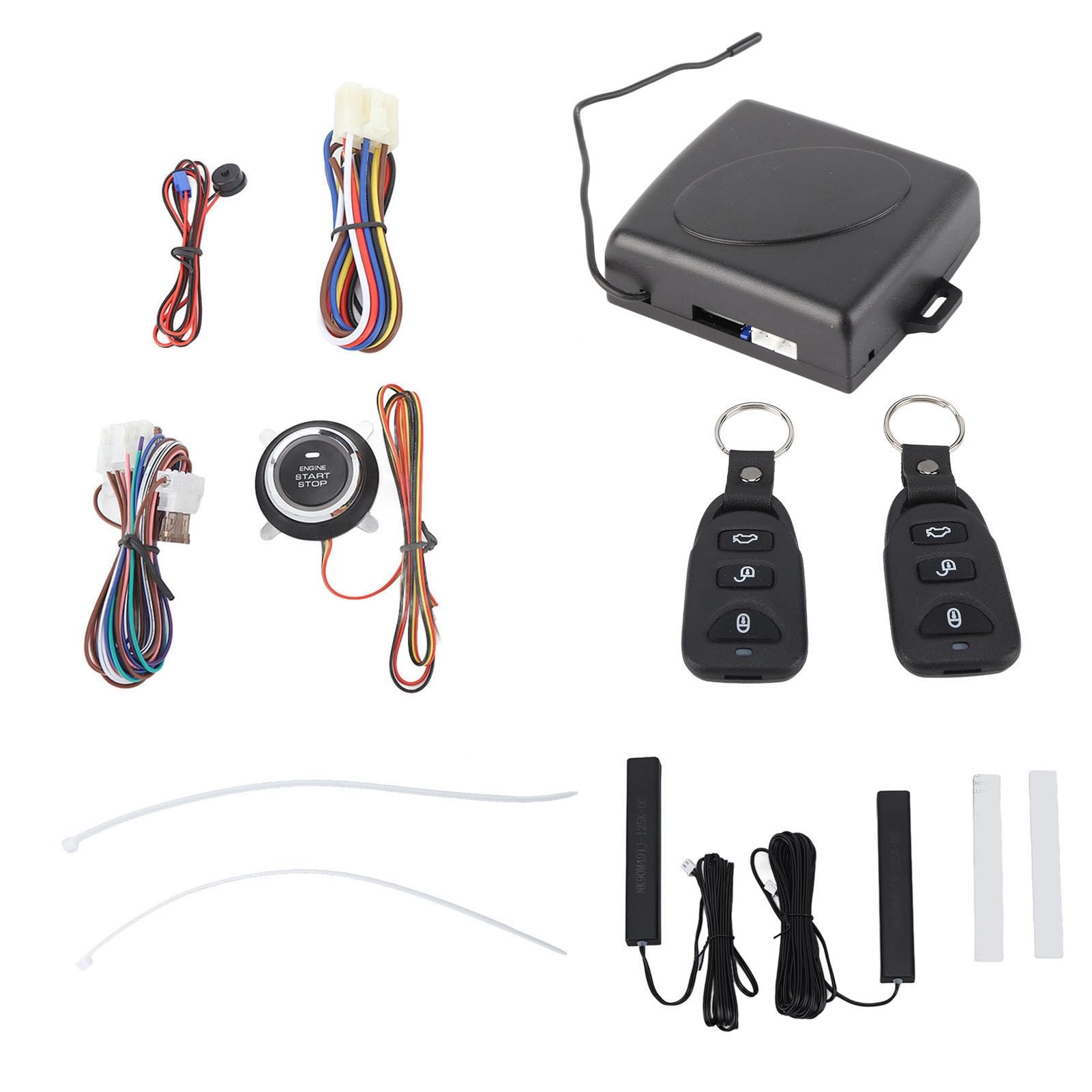 de Entrada sin Llave para Coche DC 12V con botón de Arranque y Parada del Motor y Alarma antirrobo con Control Remoto Bluetooth (Sin Bluetooth)