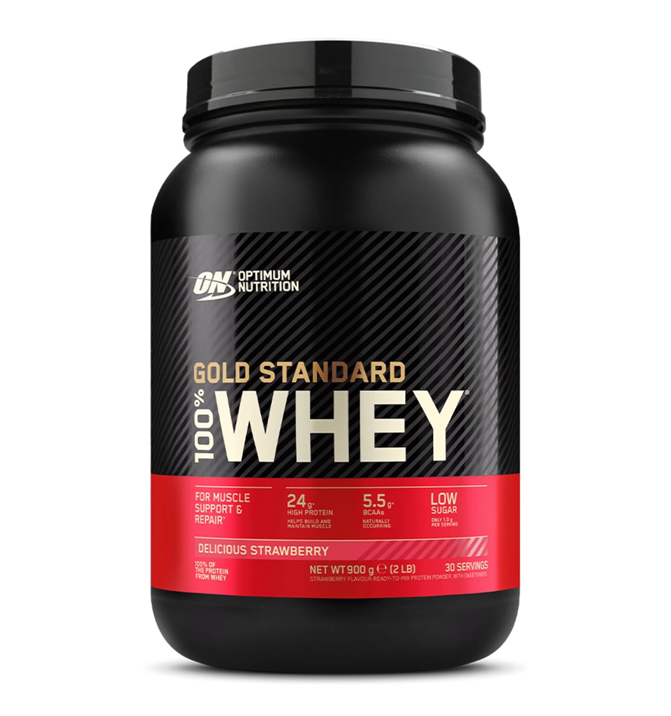 100 Percent Whey Gold Standard Sports Supplements, 907 g, Delicious Strawberry