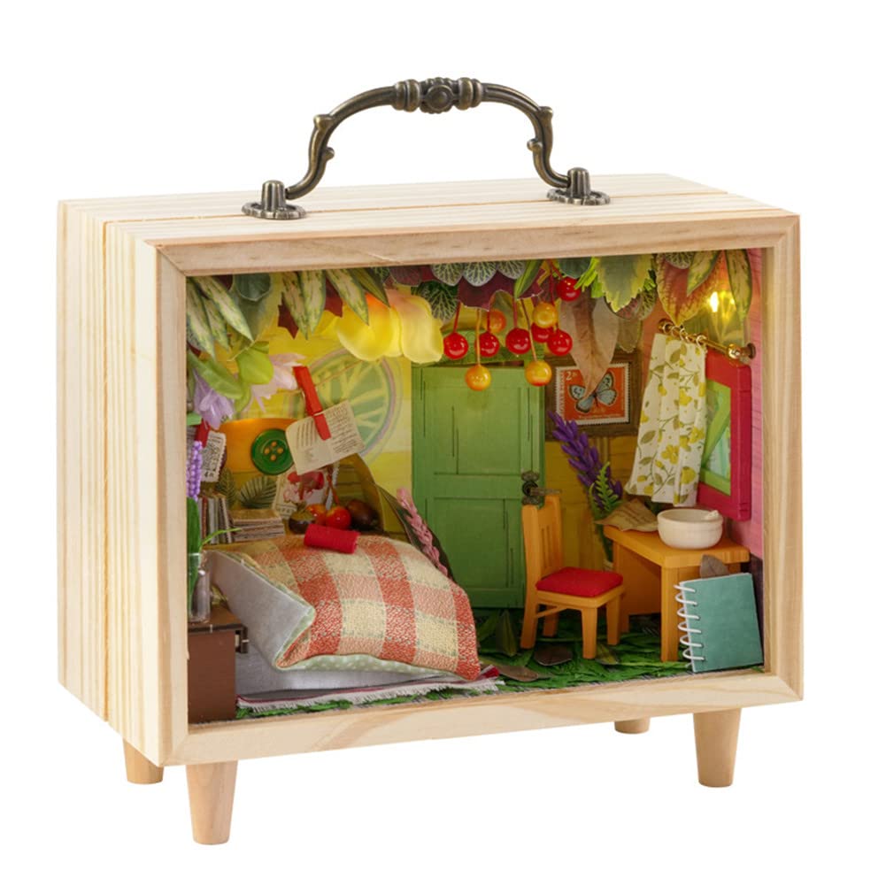 Cuteroom DIY houten poppenhuis kit, poppenhuis miniatuur met meubels en stofhoes handgemaakte ambachten miniatuur poppen huis kit voor tieners volwassen cadeau (Leisurely Coffee Shop