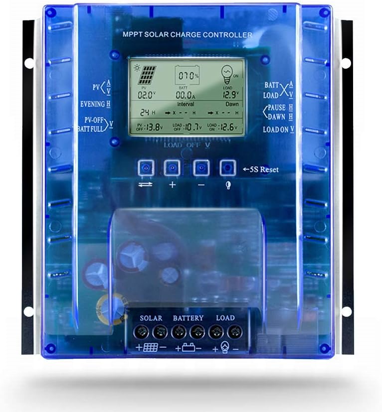 SolaMr MPPT Charge Controller 40A, 12V/24V Auto Solar Panel Charge Regulator with LCD Display for Sealed, Gel, Flooded Lithium Battery
