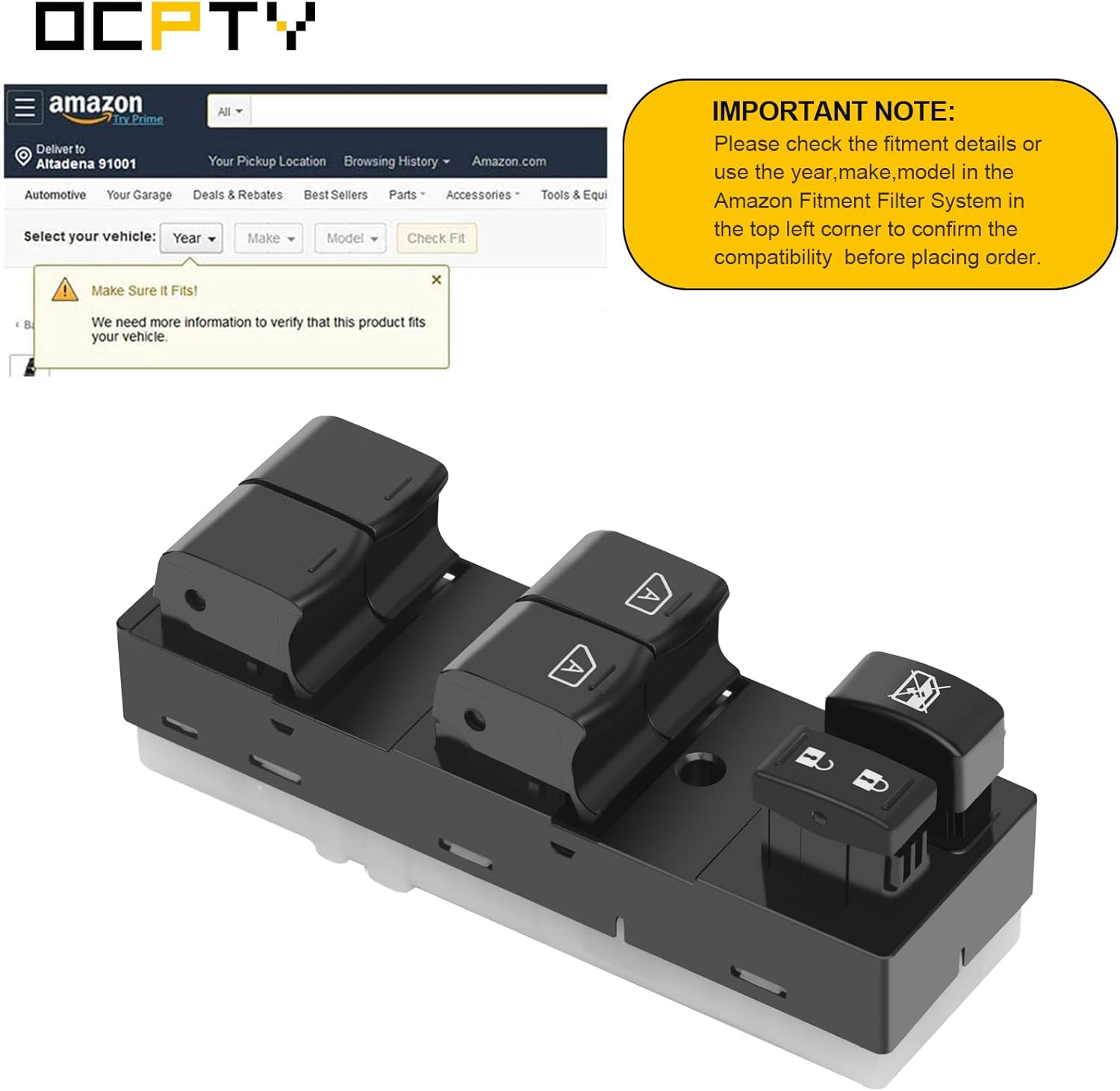 Power Window Switch Driver Side Power Window Master Control Switch Fits for Nissan 2008-2014 Murano 254011AA0A 254011AA0B