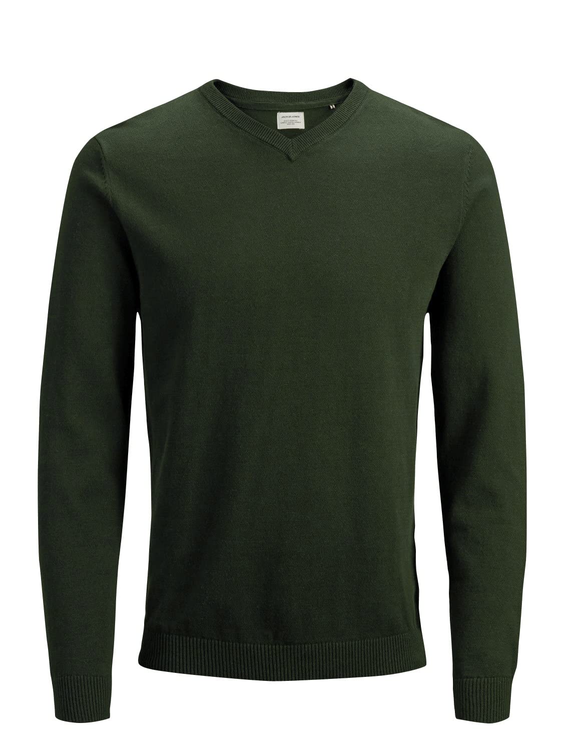 JACK & JONES Men's knitted V-neck jumper, Green (rosin), L