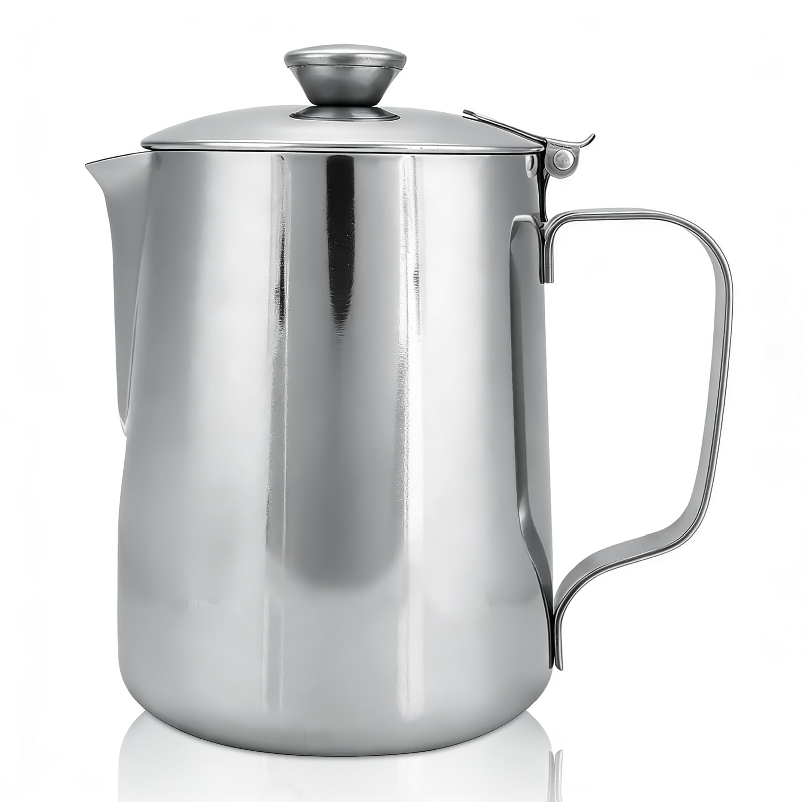 Brocca per schiumalatte, in acciaio inox, con coperchio, per latte e caffè, con coperchio, per latte e caffè (600 ml)