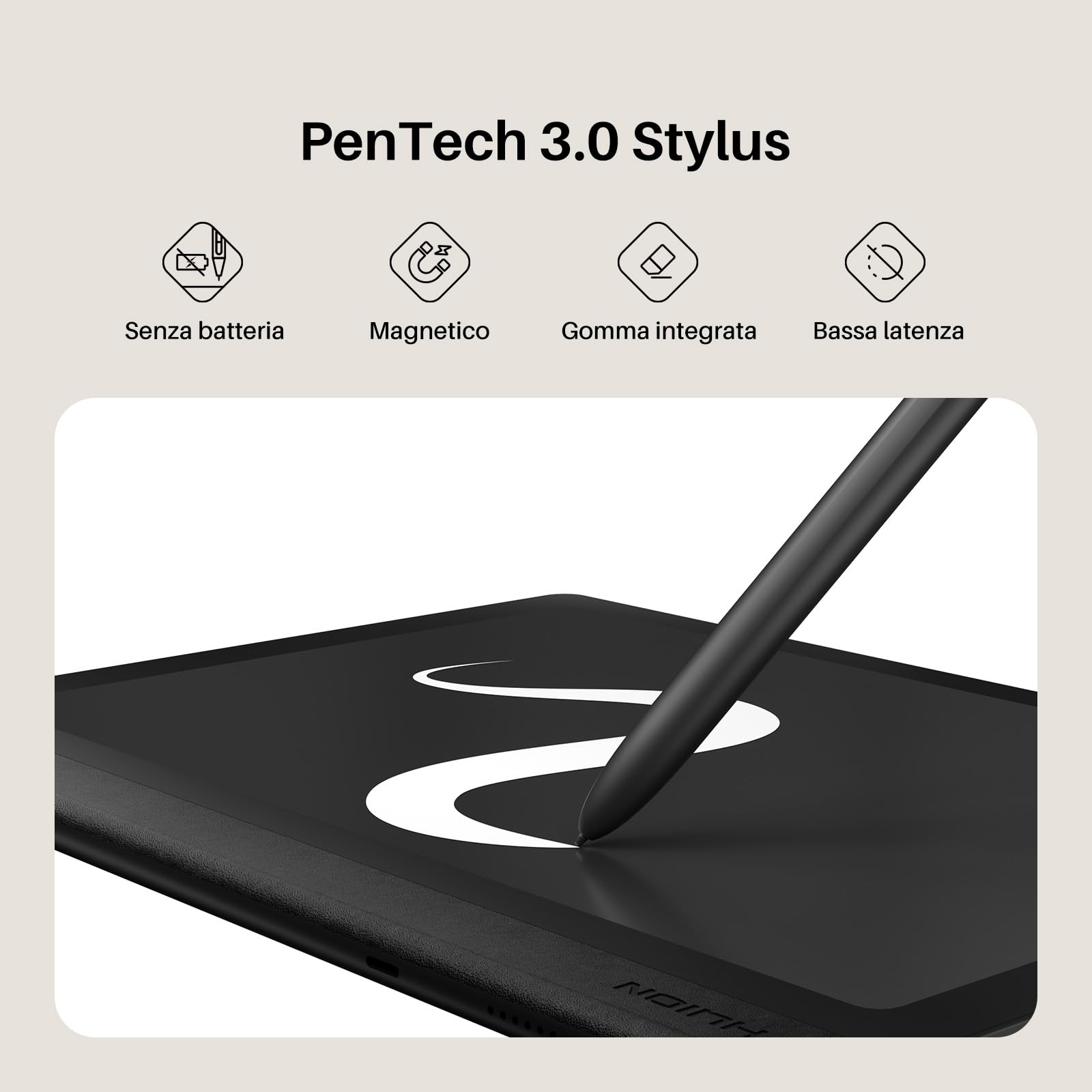 Huion NoteE 8,4”Taccuino elettronico Android, penna magnetica senza batteria con 8192 livelli di sensibilità alla pressione, memoria da 6+128GB, lettore di impronte digitali, sincronizzazione su cloud