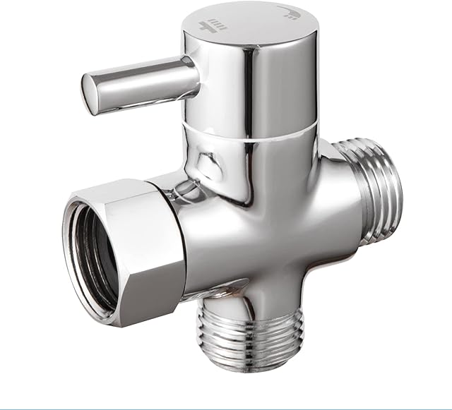 OFFO Shower Diverter Valve, G1/2" Solid Brass Universal 3-Way Diverter Valve Replacement Showering Components for Shower System Chrome