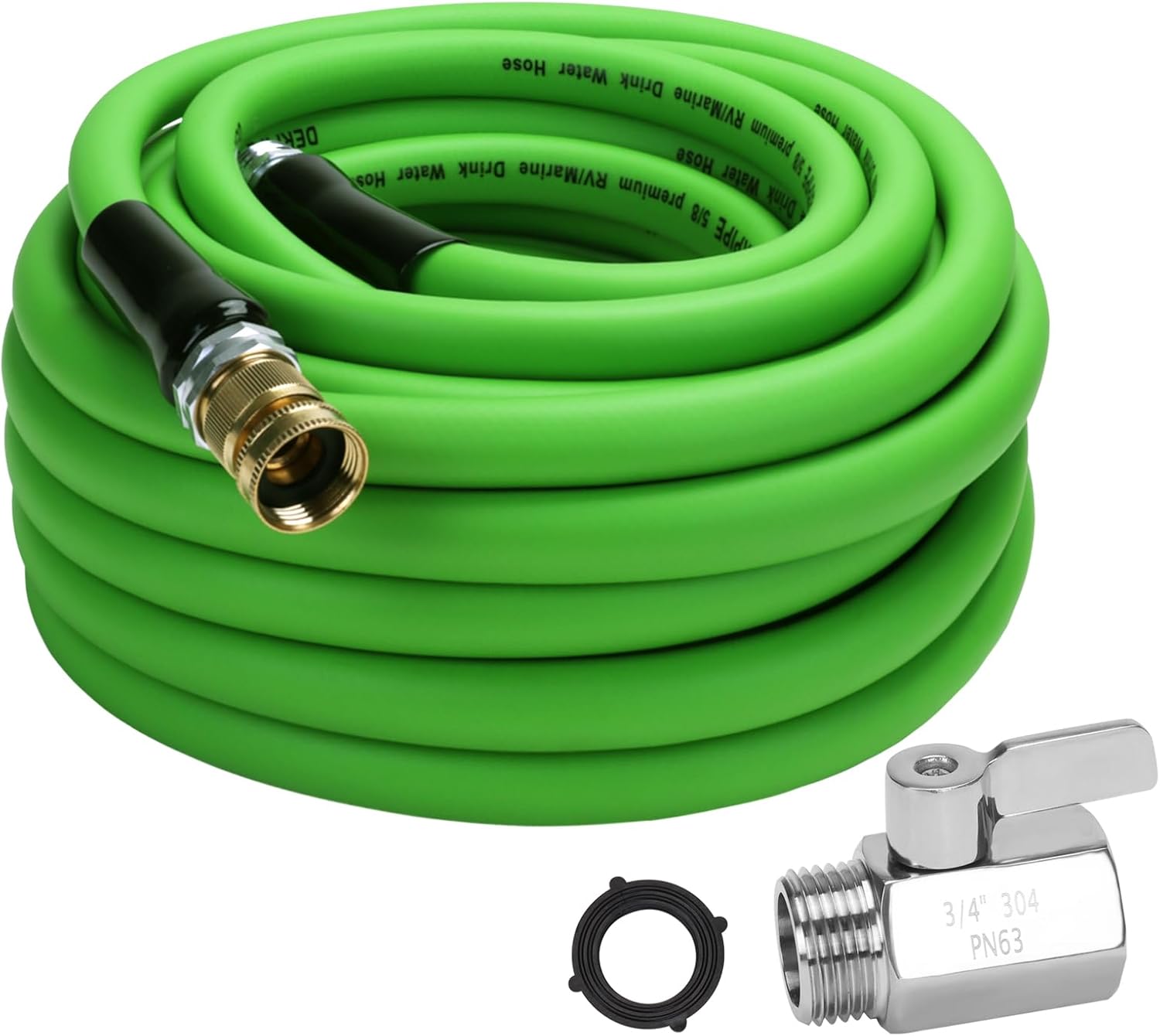 Heavy Duty Garden Hose - 5/8" x 50 ft, Flexible and Kink Resistant Safe Drinking Water Hose, with 3/4" GHT Mini Valve & Quick Connector fitting