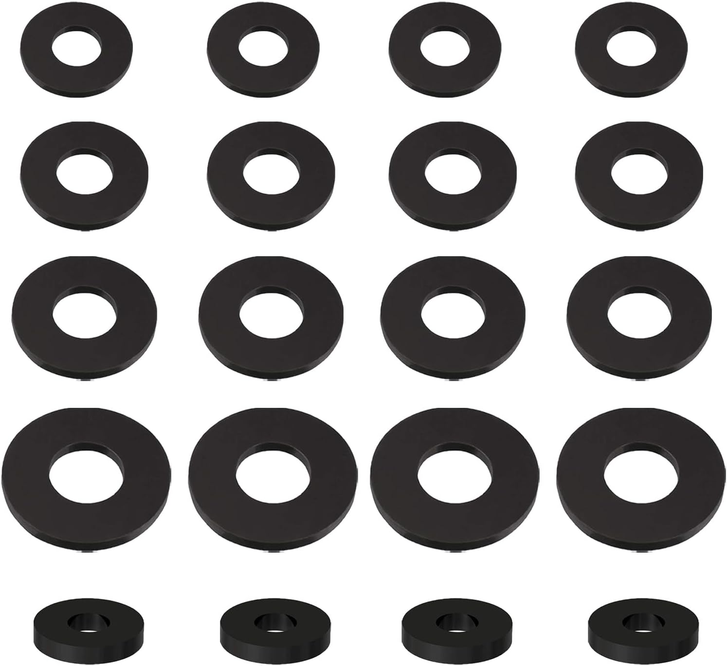 120 Pcs Rubber Washers, Shower Hose Rubber Washers Flat Rubber Washers Assortment Kit, Rubber Grommets Bolts for Screws Household Plumbing Appliances Faucets Glass Shower Door(12/16/20/23/30mm)