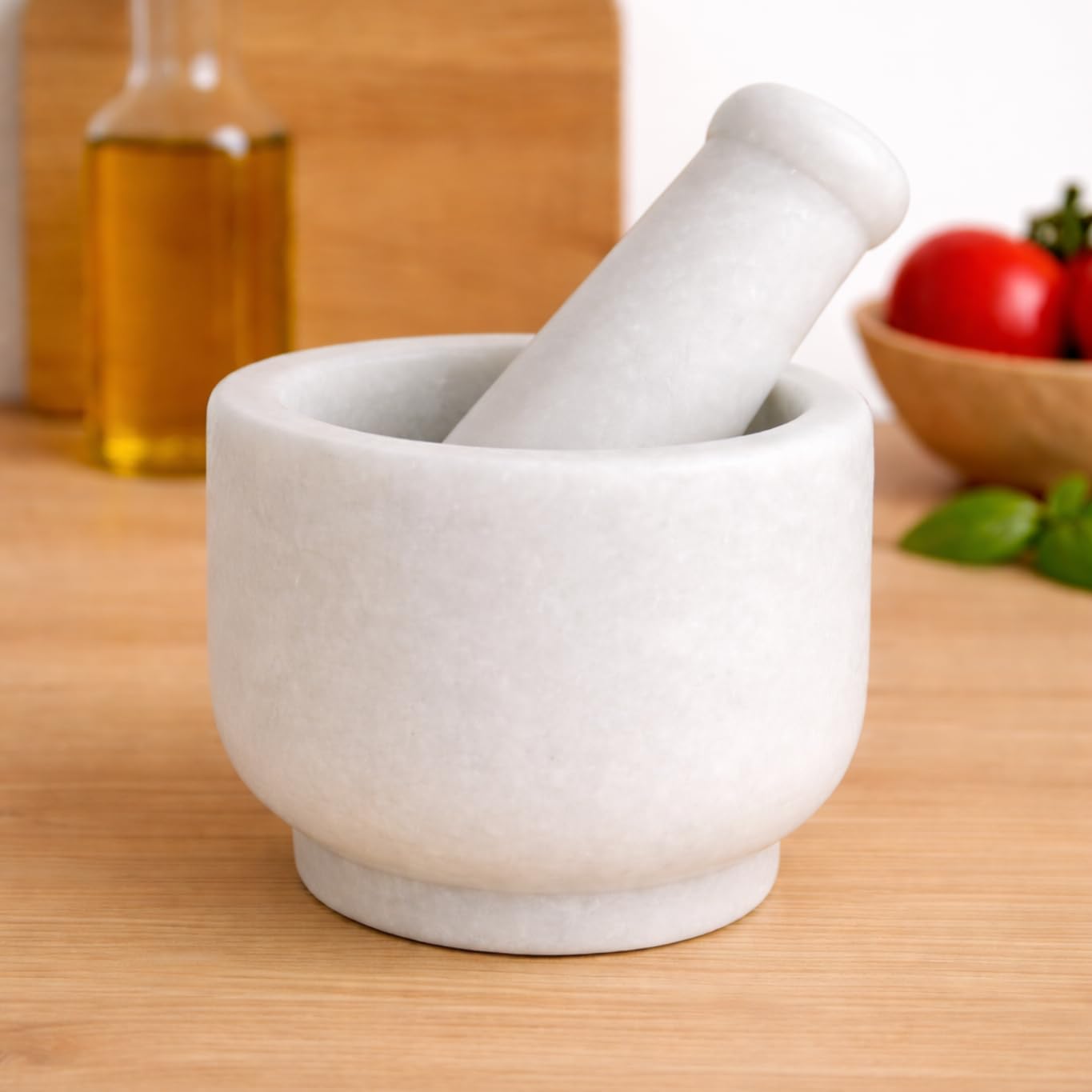 Premium White Marble Mortar and Pestle Set, 3x4 Inch, for Grinding Spices and Herbs, Natural Traditional Grinder (White, 3X4 Inch)