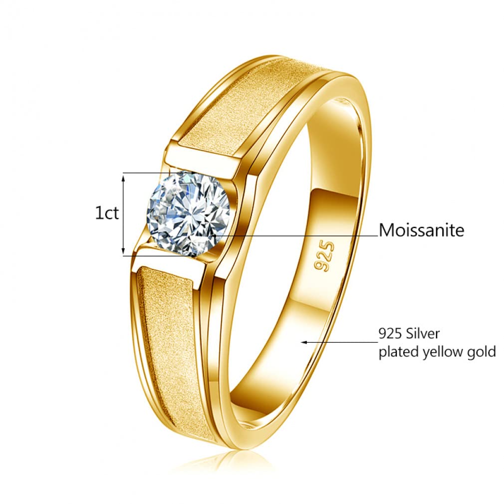 1 Karat 925 Sterling Silber Moissanite Ringe für Männer Farbe Eheringe Mann Schmuck