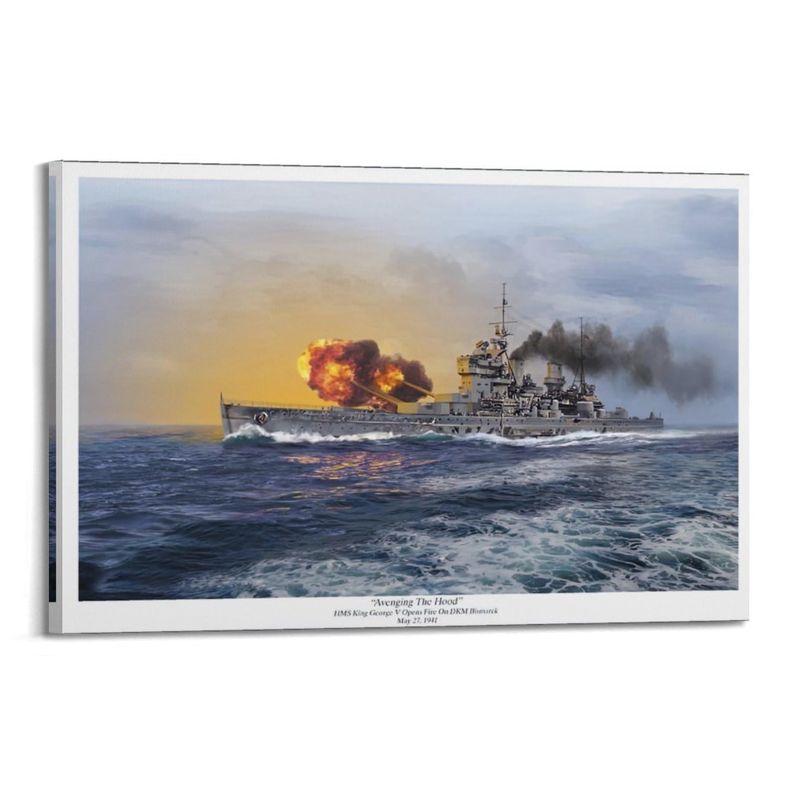 XFPMXC British WW1 Vintage Battleship Poster HMS Hood Decorative Painting Canvas Wall Artworks Picture 20x30inch(50x75cm)