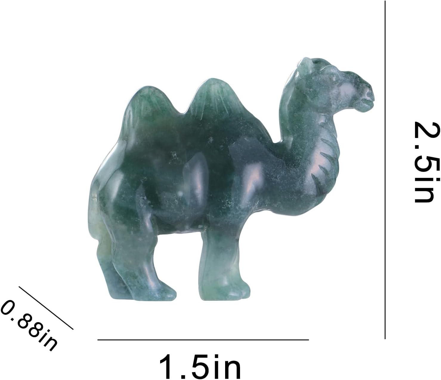 Ocean Jasper Crystal Camel Figurine Small Carved Pocket Gemstone Camel Animal Carvings Collectible Healing Statue Ornaent for Home Desk Office Decor Gift 2.5"