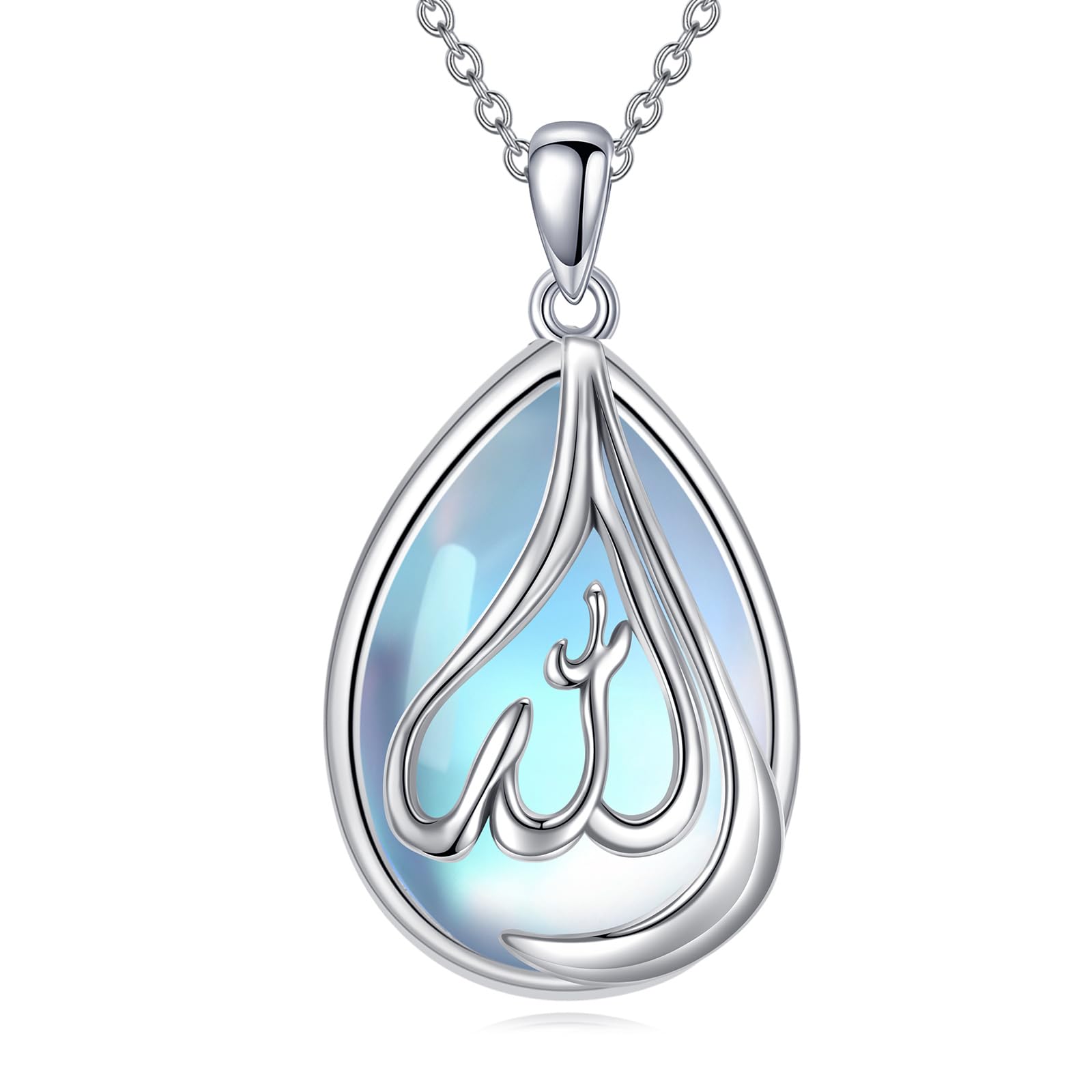 POPLYKE muslimischen islamischen religiösen Anhänger Halskette für Frauen Sterling Silber religiösen Allah-Schmuck Geschenk