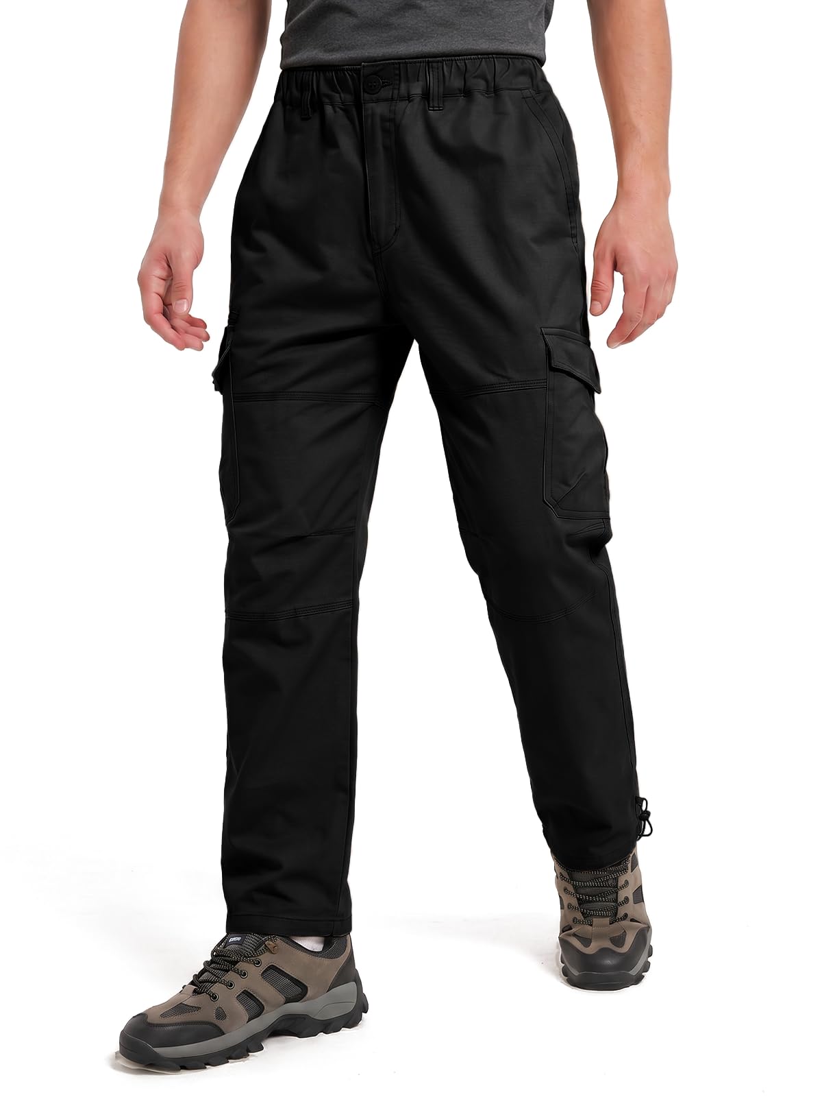 Aimato Herren Cargohose Relaxed Fit, Baumwolle Outdoor Wanderhose Herren | Freizeithose mit Elastischem Bund, Arbeitshose mit 7 Multifunktionstaschen für Trekking/Freizeit/Wandern