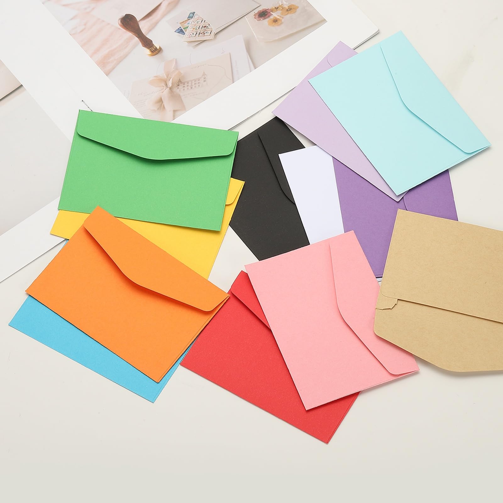PATIKIL 120Pcs Gift Cards Envelopes, 110GSM Paper Colored Mini Envelopes Small Card Holder for Business Mailing Invitations Greeting Weddings Party, Brown, 4.5 x 3.2 Inches - Image 4