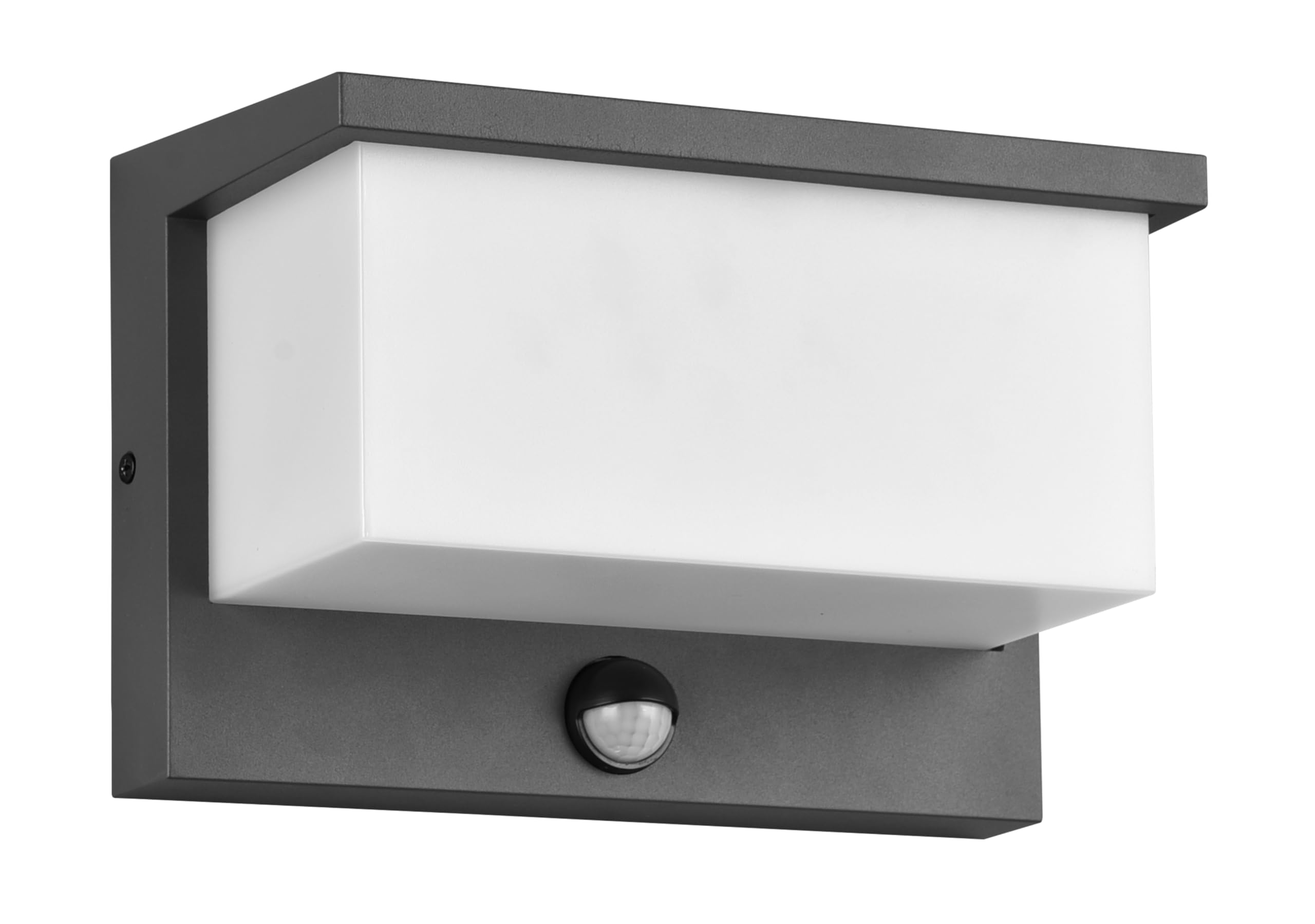 Trio Leuchten Anthracite Outdoor Led Wall Lamp Nestos 240969142, Die-Cast White Plastic Lampshade Included 13 Watt Led, Motion Sensor