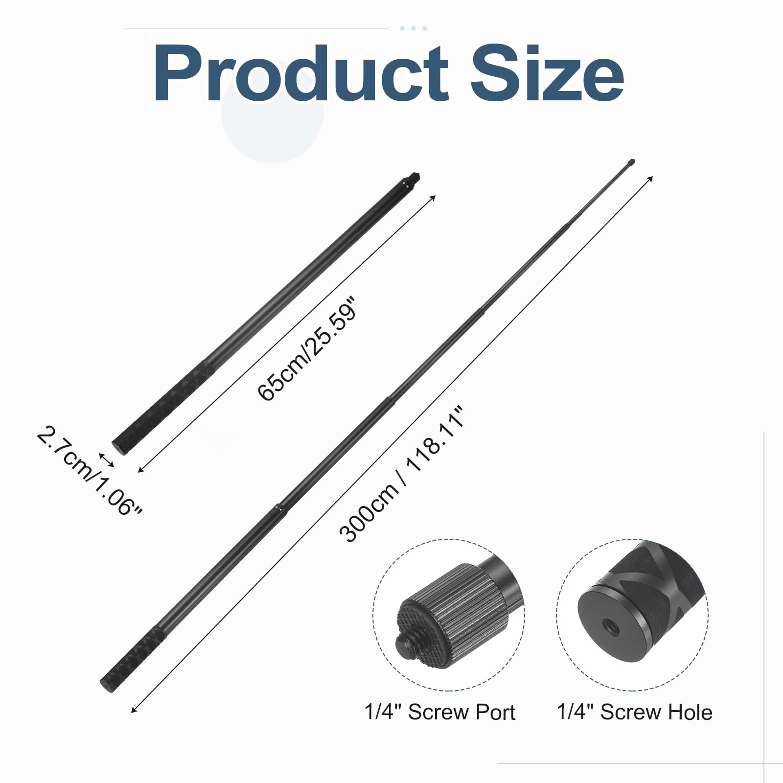 QUARKZMAN Unsichtbarer Selfie-Stick 300 cm 1/4"-20