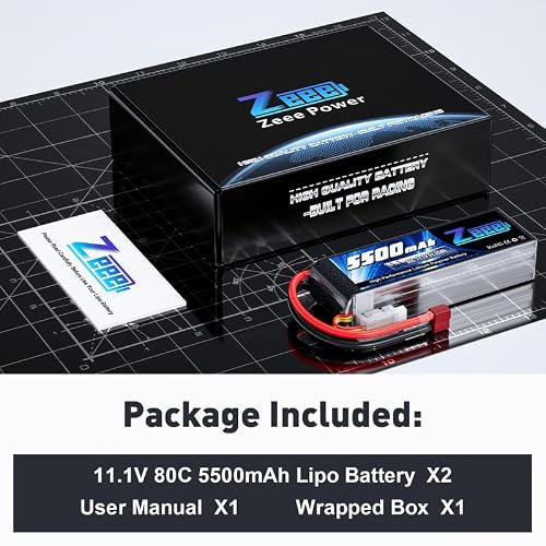 Zeee 3S Lipo Battery 5500mAh 11.1V 80C with Deans T Connector Soft Pack Battery for Airplane Helicopter F450 Quadcopter Car Truck Boat RC Hobby (2 Pack) - Thumbnail 6