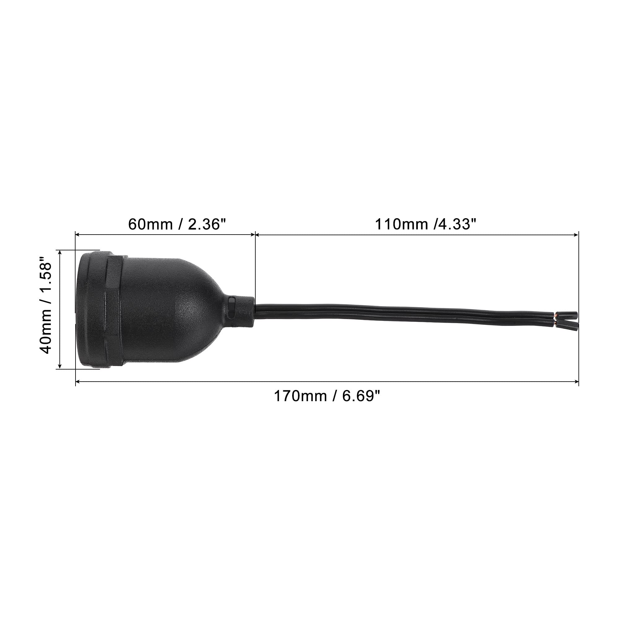 Leviton 124-D Incandescent Lampholder, Medium Base, Single Circuit, 660W-250V, Black Rubber, With Shoulder For Clamp Type Shade