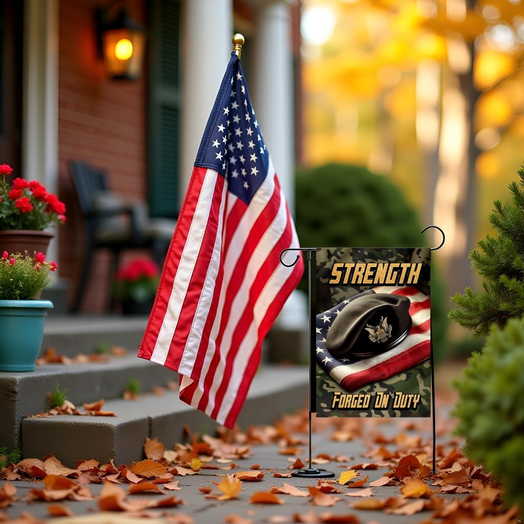 Memorial Army Garden Flag 12x18 In Doublesided Black Beret Folded Flag US Backdrop Outdoor Decor for Army Veterans, Military Families, Patriot Day & Veterans Day - Image 7