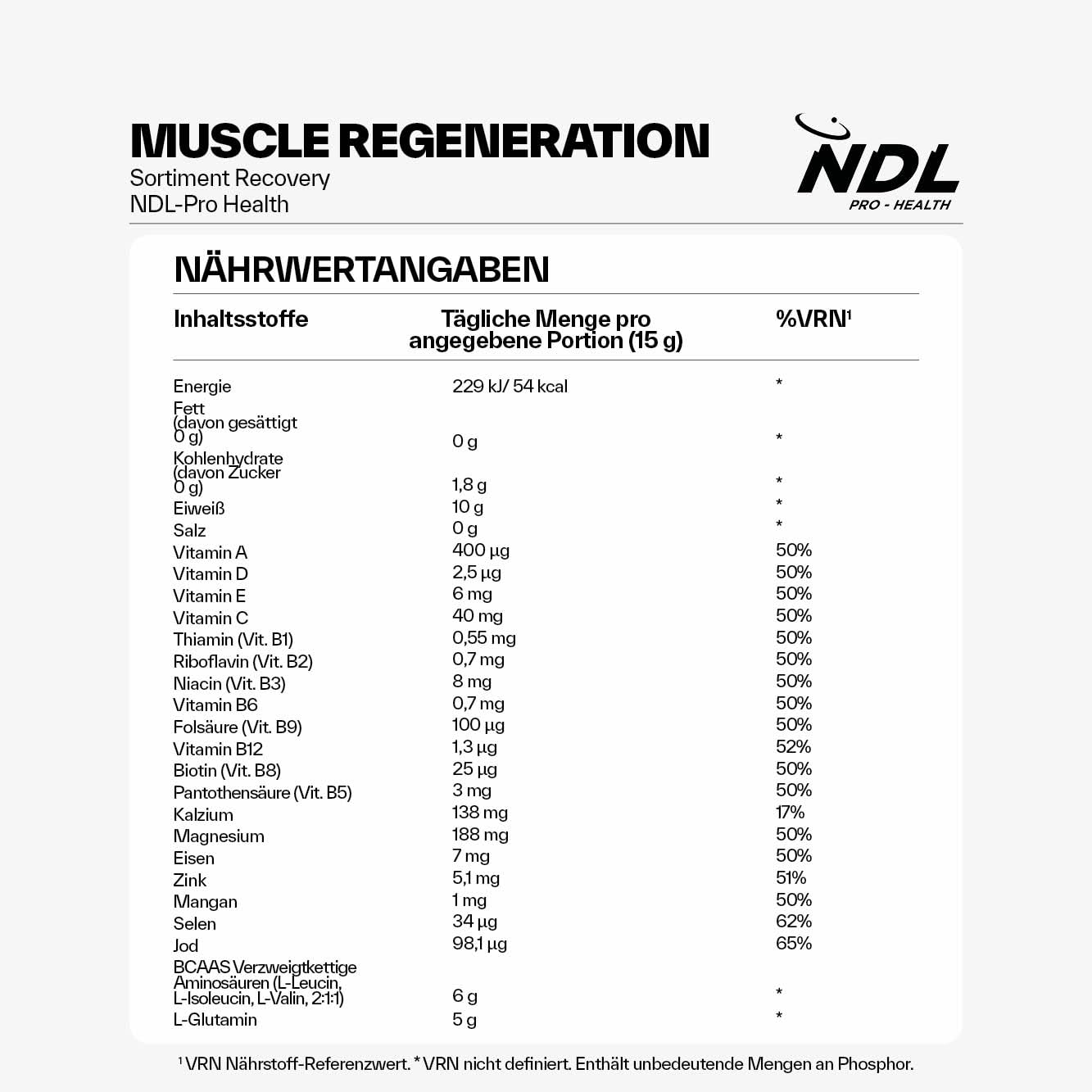 NDL Pro-Health BCAA 2:1:1 +Glutamin Pulver mit Vitaminen und Mineralstoffen