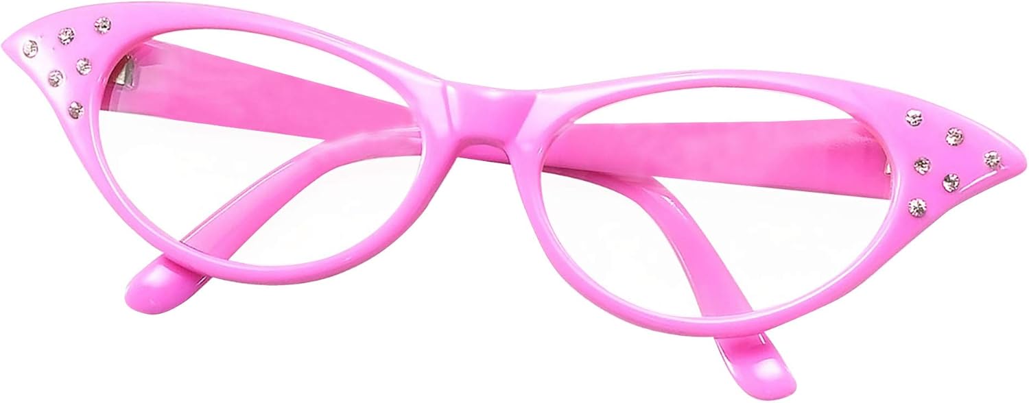 Glasses. 50s Female Style Pink Accessory Fancy Dress