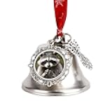 Christmas Bell Raccoon Jingle Bell with Wings Pendant Christmas Ornament Metal Vintage Bells with Red Rope Christmas Tree Hanging for Holiday Party Decoration
