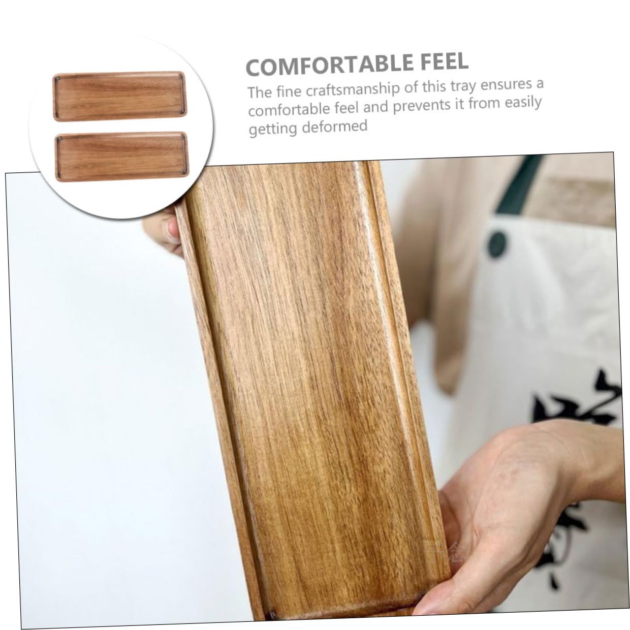 Bandeja de Madera Acacia Rectangular 28x10,5 Cm para Servir Té y Aperitivos, Frutero Decorativo para Mesa, Juego 2 Piezas, Adecuado para Fiestas y Desayuno