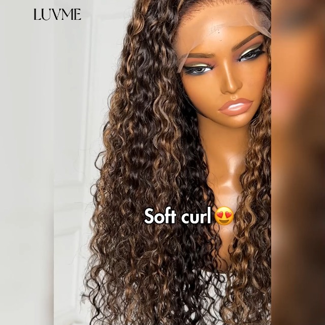 Amazon.com : LUVME HAIR 16 Inch Highlight Brown Curly Lace  display picture 3