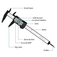 Vista 5 de Calibrador Digital, Adoric Calibradores de 0-6" Herramienta de Medición - Calibrador Micrómetro Electrónico con Pantalla LCD Grande, Función